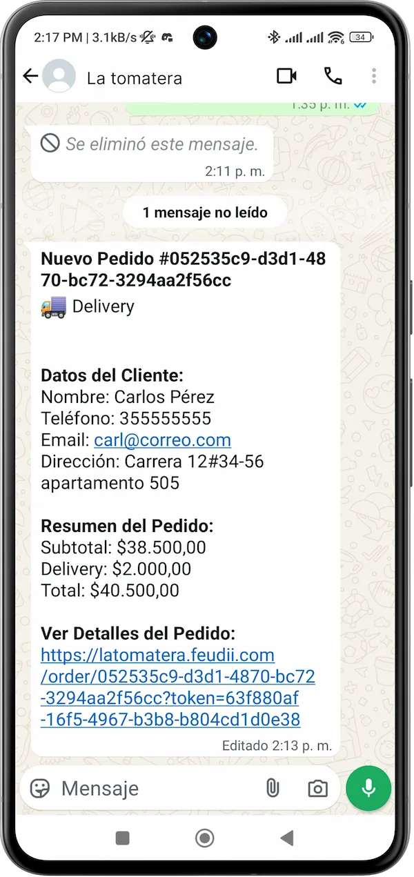 Recibe el pedido por WhatsApp - Imagen 1